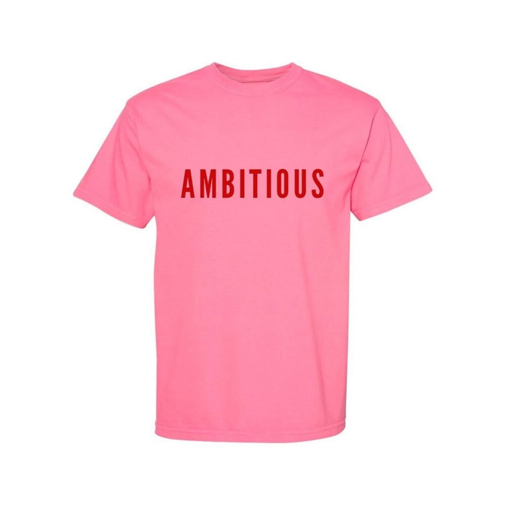 Phenomenal Ambitious T-Shirt Womens Pink Graphic Cotton Neck T-Shirt Size L NWT